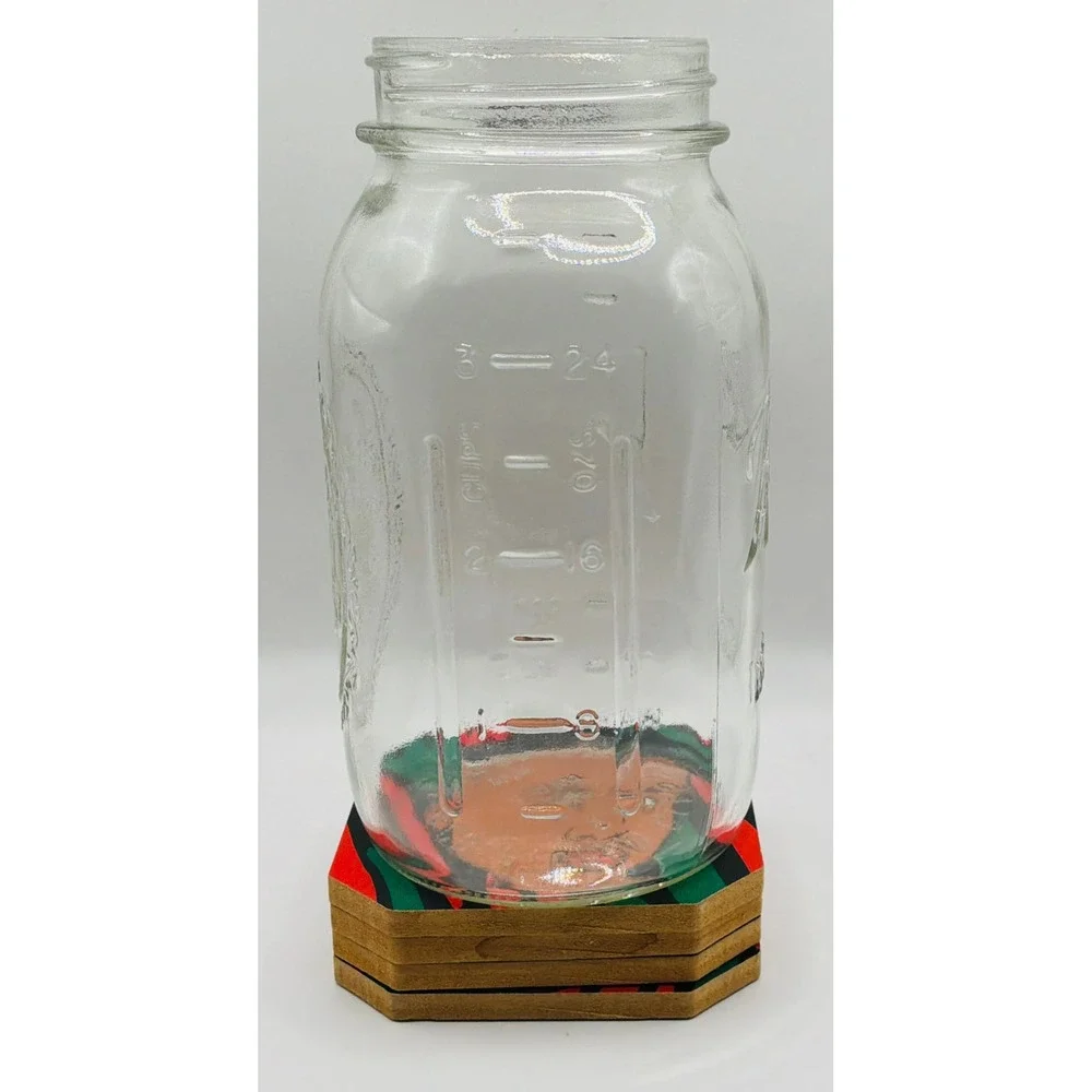 Vintage Ball Mason Jar Clear 32oz Quart Fruit Embossed with Ring Band